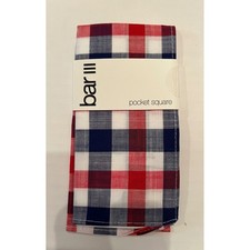 BAR III Pocket Square Red Blue White Checkered One Size MSRP 35