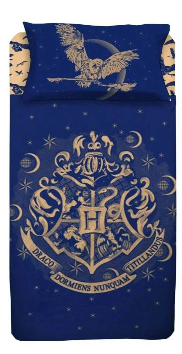 NoJo Warner Brothers - Set di biancheria da letto per culla, 3 pezzi, motivo: Harry Potter, Magical Moments, grigio e bianco, con piumone e 2 lenzuola con angoli