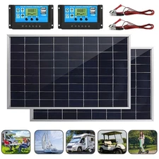 2Packs 100A Solar Panel Kit 12V Battery Charger with Controller Caravan Boat