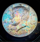 MONSTER TONE++1972 Kennedy Half Dollar 50C Deep Rainbow Tone GEM