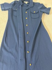 Vintage Oscar de la Renta Blue Button-Up Dress 0328 Women's Clothing