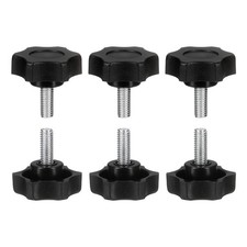 6 Pcs Threaded Star Knobs M6 x 16mm for Black Windows