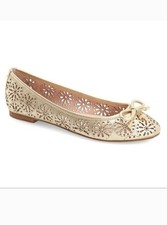 Kate Spade NY Gold Laser Cut Ballerina Flats. Sz8 Excellent Condition. Holiday