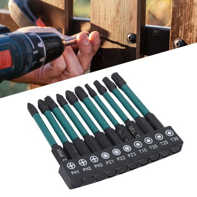 10Pcs 1/4in Hex Shank Screwdriver Bit Set Black Phosphating S2 Alloy Steel