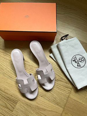 Hermès Hermes Oasis Damen Sandalen Pantoletten Rose Porcelaine 39,5