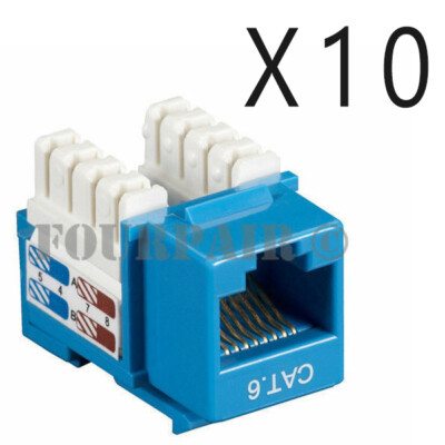20-Pack Cat6 Keystone Jacks 90?? Angled - Ethernet Punch Down Modules For Network Installation