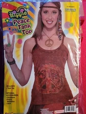  Women's Hippie Peace Halloween Costume Tank Top Size 14-16 