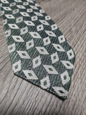 KITON Napoli 7-fach grüne geometrische Leinenkrawatte NEU