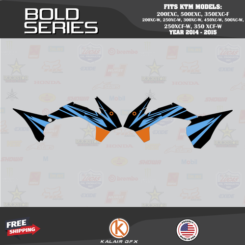 Graphics Kit for KTM Enduro 200EXC, 500EXC, 350EXC-F (2014-2015) Bold - Orange C - Picture 2 of 6
