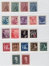 GERMANY 3rd REICH BOHEMIA MORAVIA SEMI-POSTAL ISSUES B9-B28 PERFECT MNH