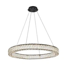 Light Fixture Crystal Chandelier Black Halo Ring Foyer Dining Room Ceiling 31"