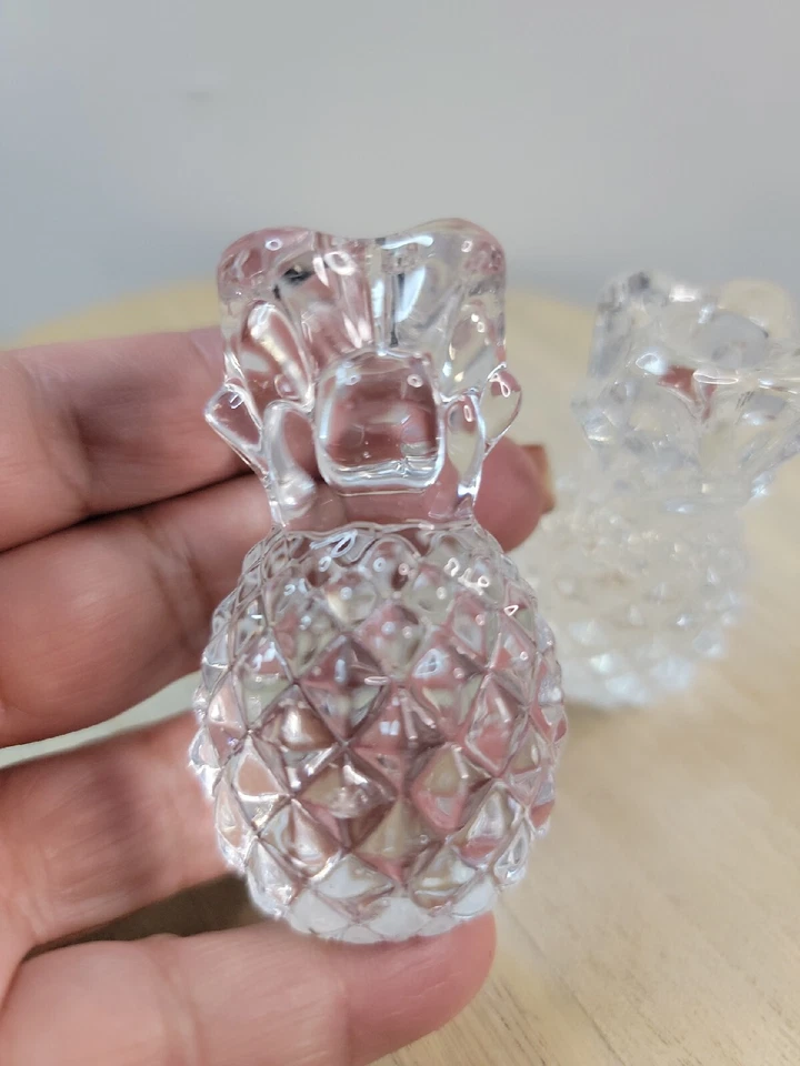 Juego de 2 Candelabros Biedermann 2.5" Piña Vidrio Corte Transparente Decoración Moderna Foto 3 de 4