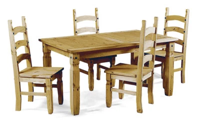 Corona Dining Table and 4 Chairs Small Extending Set Pine by Mercers Furniture®