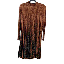 Vintage Carole Little Dress Size 6 Brown Velvet 90s Y2K Long Sleeve Mock Neck