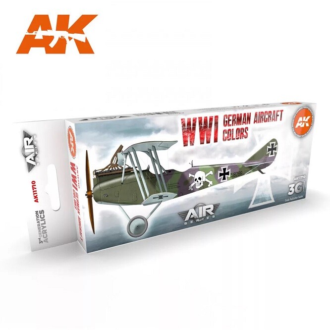 AK Interactive AK11710 - WWI German Aircraft Colors Set 3G 8X17ML - New