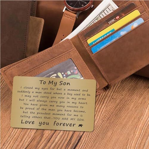 Gifts for Son - Son Birthday Cards from Mom and Dad - Engraved son brass card - Picture 7 of 7