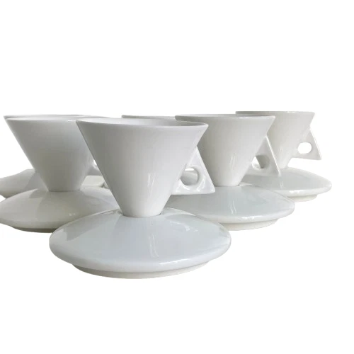 Juego de 6 tazas y platillos retro de café espresso cónicos de porcelana de hueso Demitasse Foto 2 de 4