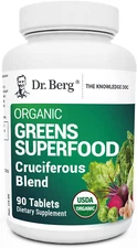 Dr. Berg Organic Greens Superfood Cruciferous Blend Vegetable Supplement Tablets