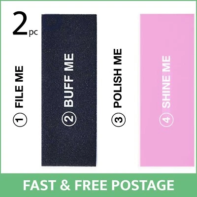 FOREVER BEAUTIFUL 4-WAY NAIL BUFFER BLOCKS File/Buff/Polish/Shine Fine Grit Emery Manicure 2pk