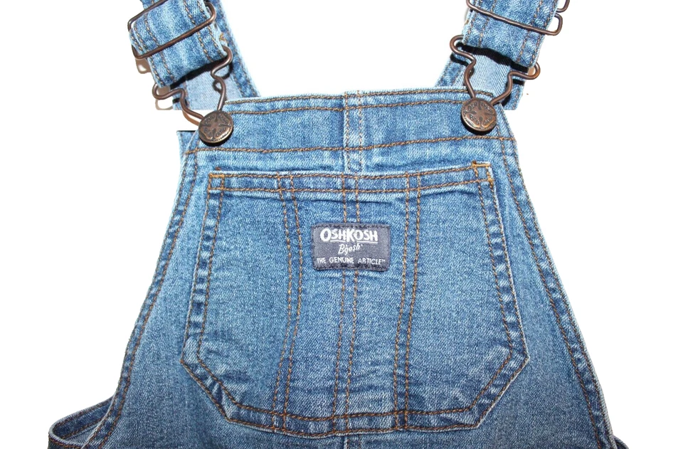 Винтажный детский OSHKOSH B'GOSH синий джинсовый комбинезон размер 3T ребенка ясельного возраста джинсовой ткани Dungarees Vestbak - Изображение 3 из 4