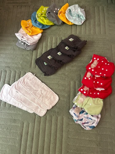 Lot of 13 Assorted Pocket Cloth Diapers, Kawaii Baby, LBB, Thirsties hemp insert