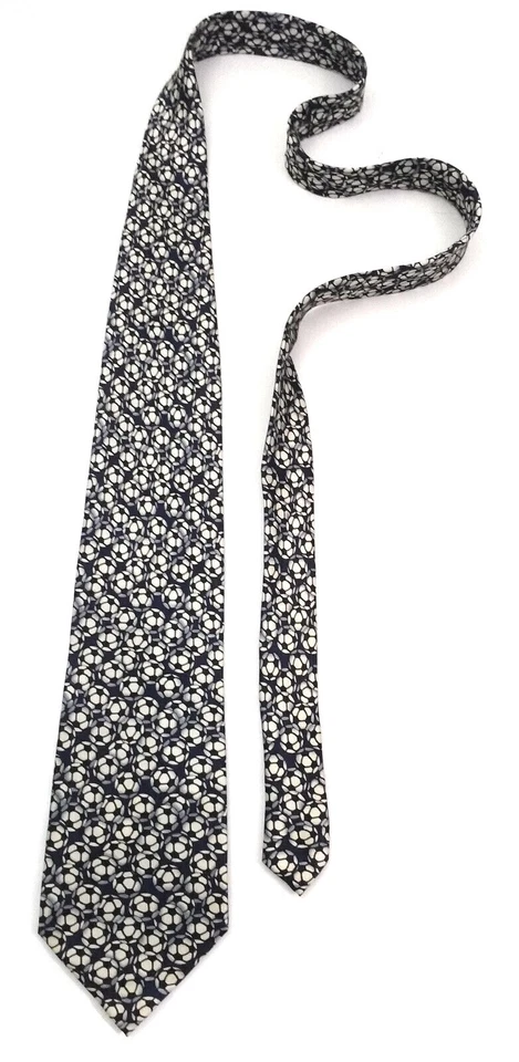 Soccer TIE Museum Artifacts Black & White Football Theme Silk - Image 2 of 4
