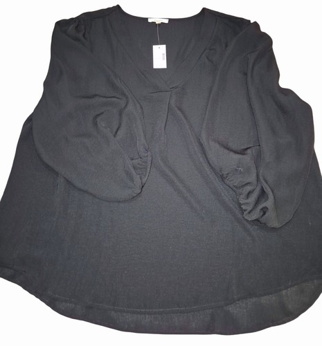 Maurices XXL Black Blouse With 3/4 Sleeves & V-Neckline