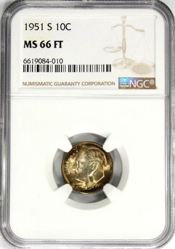 1951-S Roosevelt Dime NGC MS 66 FT #GA5-10