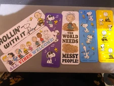 New 12 Lot Bookmarks Peanuts Charlie Brown Snoopy Pig Pen Double Sided 2x6"