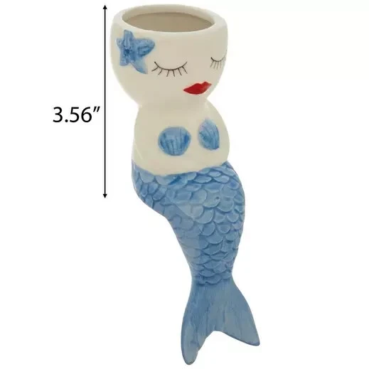 Shelf Sitter Plant Pot Mermaid Girl Statue Figurine Nautical Beach Home Decor - Image 2 of 4