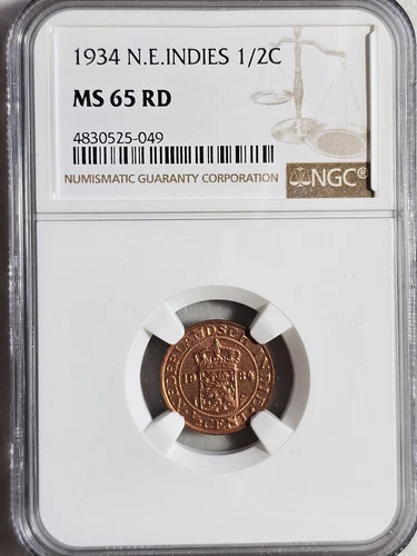 Netherlands East Indies 1/2 Cent 1934 NGC MS 65 RD