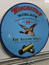 Vintage Style Winchester Hunting Nublack Yellow Shell Heavy Steel Quality Sign