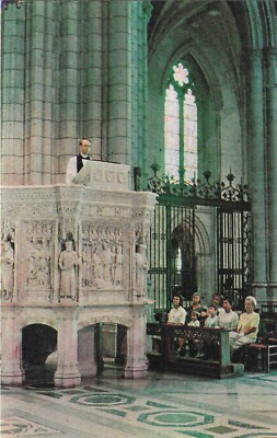 Vintage Washington DC Postcard Cathedral Mount Saint Alban Canterbury Pulpit