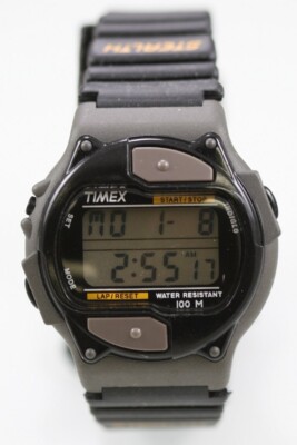 Timex Stealth Men Watch Gray Black Plastic 100m Light Alarm Chron