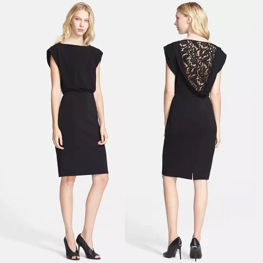 Burberry — NEW & Authentic Burberry London Lace Back Blouson Classic Black Dress, Size US 2
