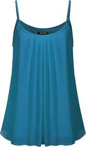 SSOULM Women'S Sleeveless Pleated Chiffon Layered Cami Tank Top Blouse with plus