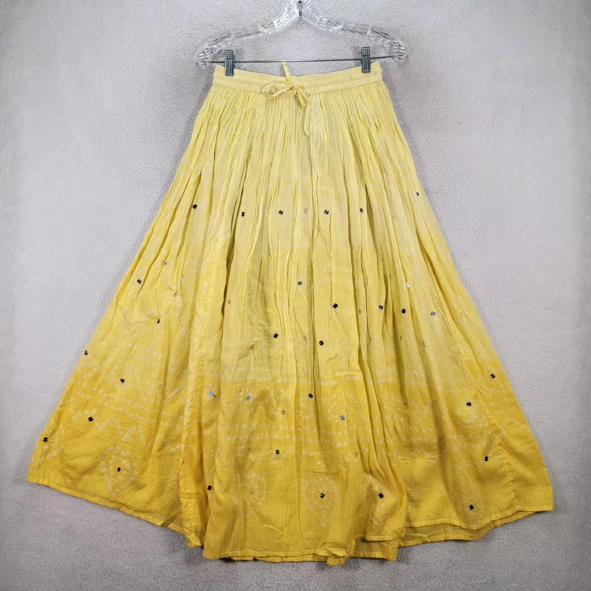 Mamta Womens Skirt Size OS Yellow Ombre Mirrored Pleated Gypsy