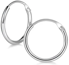 Small Hoop Earrings Sterling Silver 925 One Pair Of 10mm Women Men Nose Lip Ear