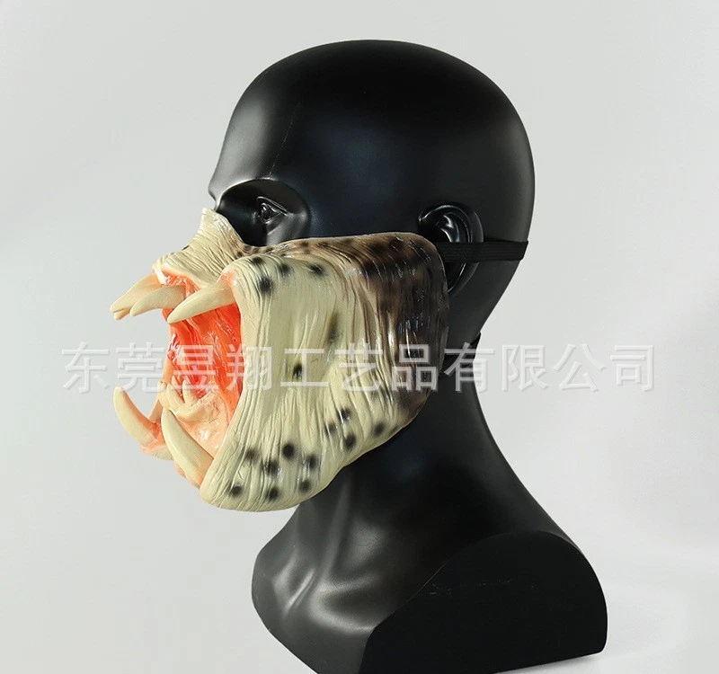 Alien Predator Cosplay Latex Halloween Face Half a face Horror Predator Props - Image 2 of 4