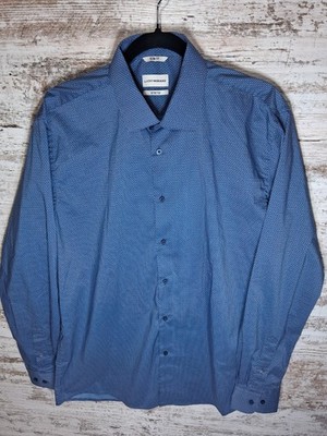 lucky brand slim fit dress shirts Lucky Brand Dress Shirt Men's L (16-16.5) 32/33 Blue 4 Way Stretch Slim Fit