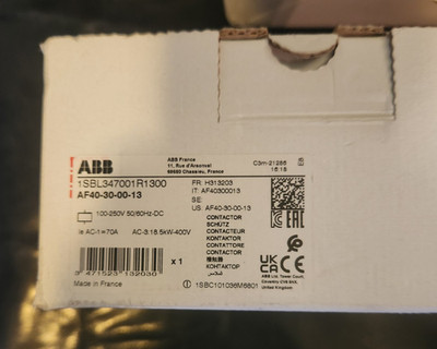 ABB AF40-30-00-13 Contactor NEMA 3 Pole 42A 120vac Coil 1SBL347001R1300 NIB