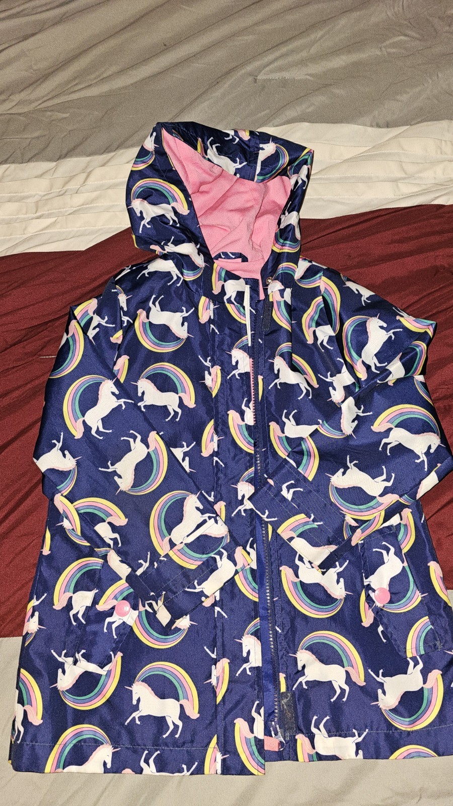 Carter's Unicorn Rain Coat/ Windbreaker With Hood And Pockets- Girl 6X (Large)