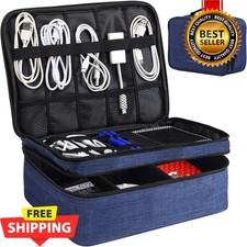 Travel Electronics Organizer Waterproof Double Layer Cable Bag for iPad 11