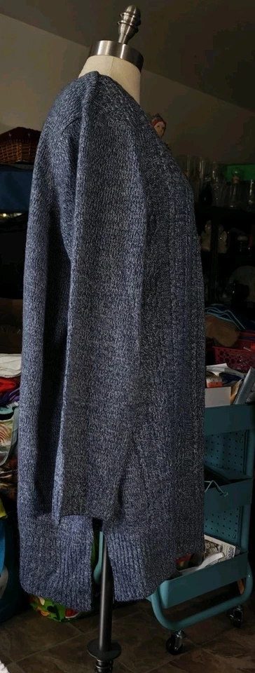 Cárdigan plumero Karen Scott talla grande frente abierto azul jaspeado talla 3X usado en excelente estado Foto 2 de 4