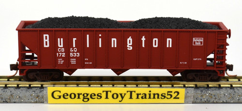 ATLAS N 1:160 #172533 ROJO CB&Q BURLINGTON TOLVA DE CARBÓN DE 3 BAHÍAS CON CARGA CAMIONES MTL | Condition: Used