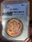 1921 MS66 Morgan Silver Dollar Green Holder PCI  Toned!