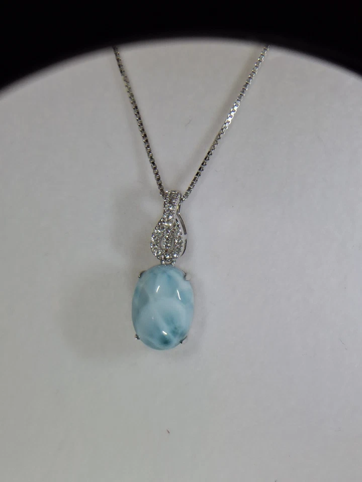 Ciondolo Serie 4 Larimar, topazio, 2,7 cm, rodiato - Immagine 2 di 4