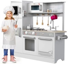 Play Kitchen - Wooden Kitchen Playset for Toddlers and Big Kids - Large Prete...