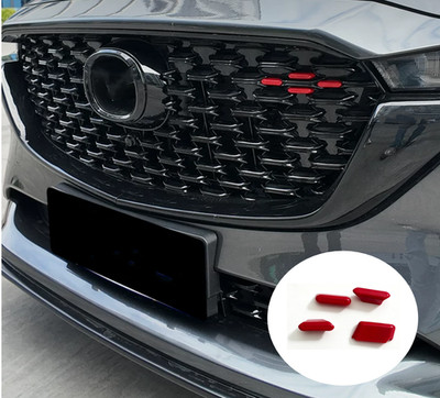 ABS Glossy Red Front Grille Trim Cover 4PCS For Mazda CX-5 2022-2025