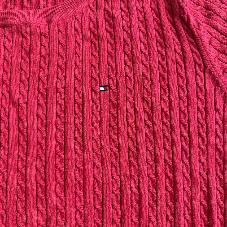Suéter Tommy Hilfiger Manga Corta Tejido con Cable Rojo Niños Grande Foto 3 de 4